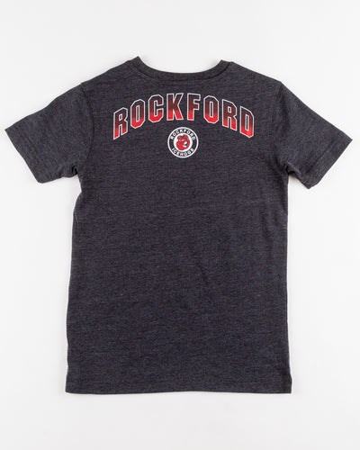 grey youth Colosseum t-shirt with Rockford IceHogs graphic across chest - back lay flat