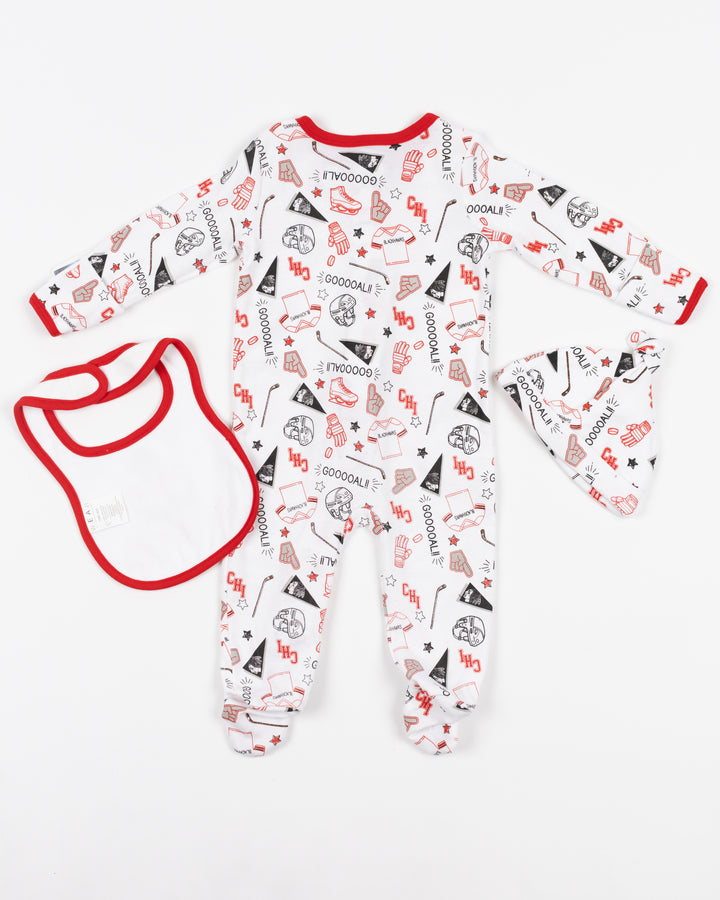WEAR Chicago Blackhawks Baby Sleep n Play with Bib Set