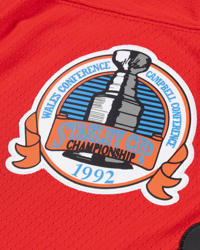 Mitchell & Ness Chelios throwback jersey - detail Stanley Cup Championship patch detail lay flat