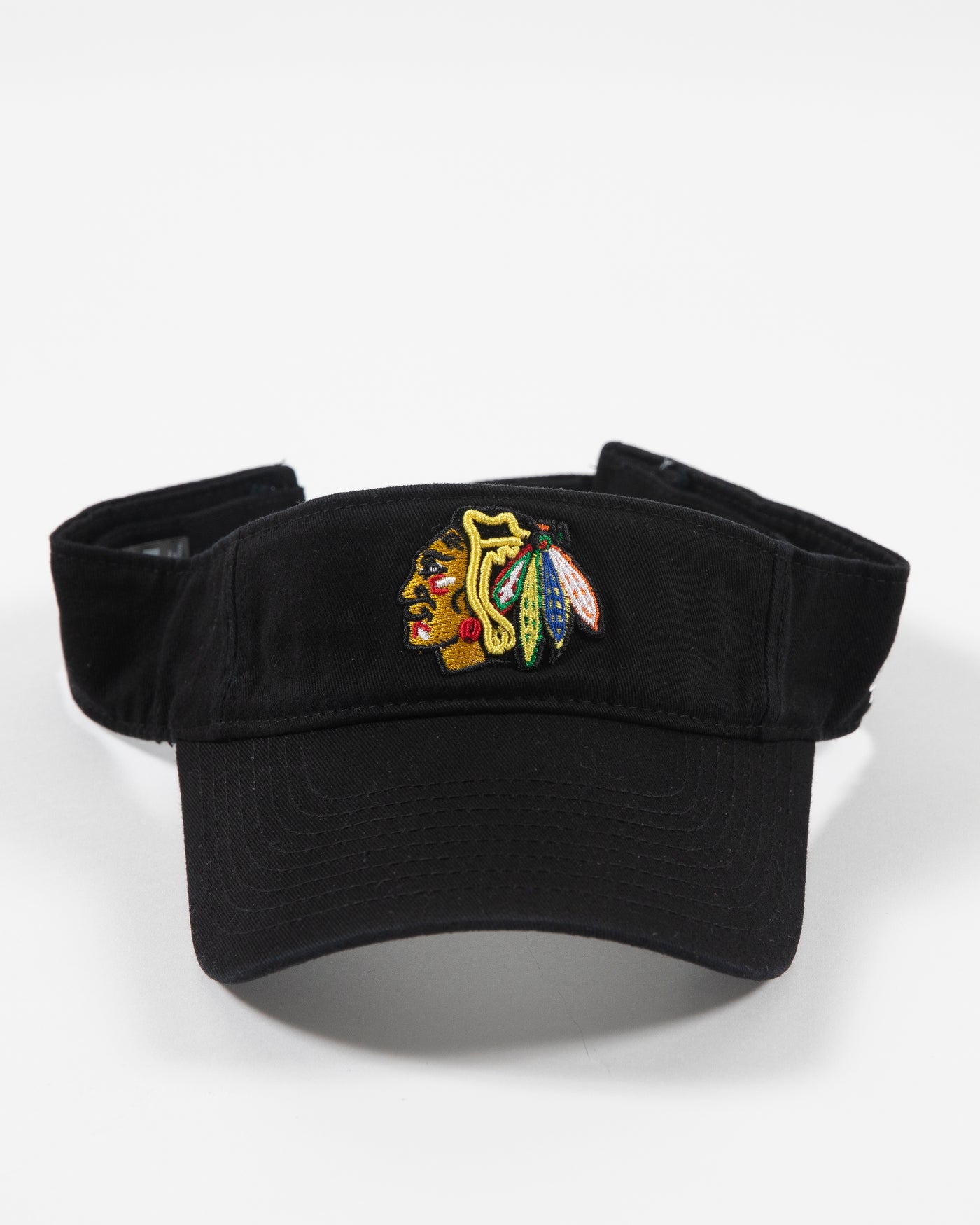 black '47 visor with Chicago Blackhawks primary logo embroidered on front - front lay flat