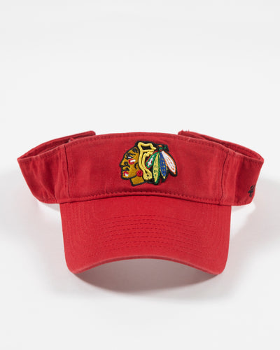 red '47 brand visor with Chicago Blackhawks primary logo embroidered on front - front lay flat