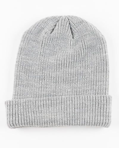 grey knit Line Change beanie with CHI embroidered on front - back lay flat