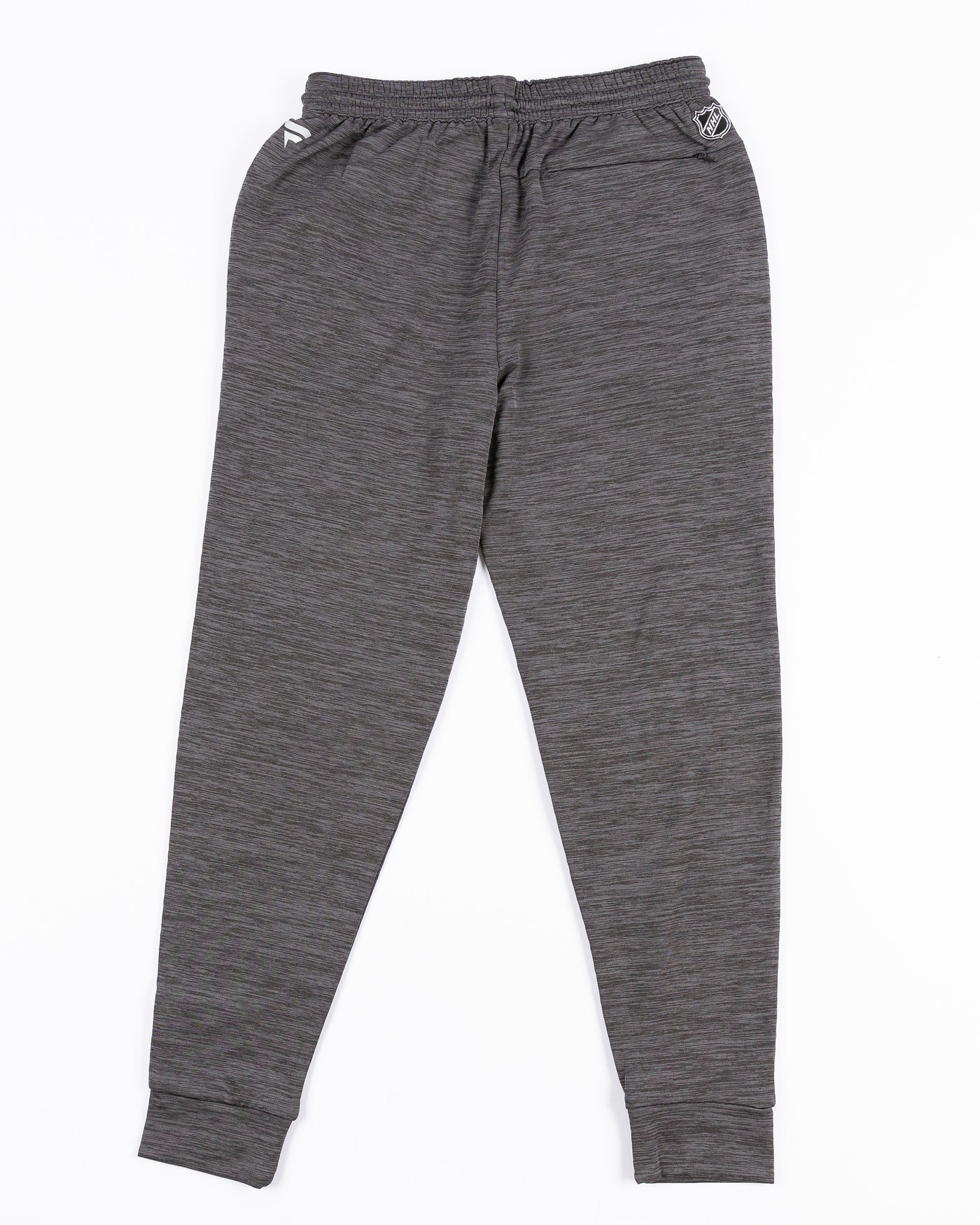 grey Fanatics Authentic Pro jogger sweatpants with tonal Chicago Blackhawks primary logo on left pocket - back lay flat