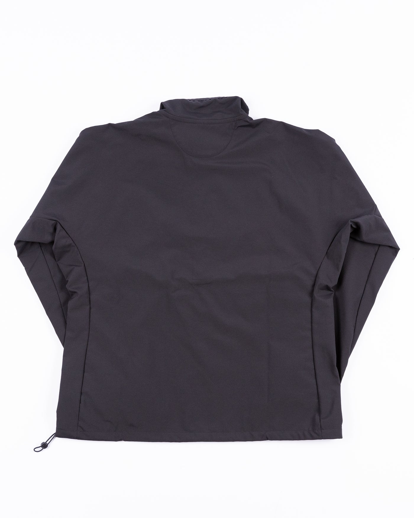 black ladies adidas jacket with half zip and Chicago Blackhawks primary logo on left chest - back lay flat