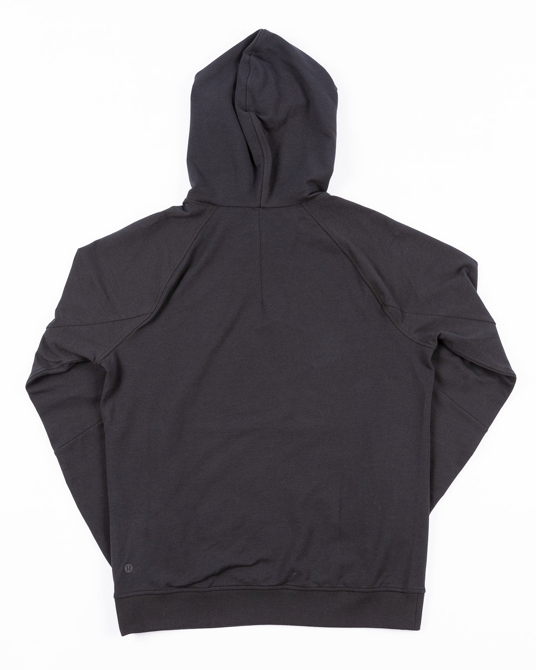 black lululemon hoodie with tonal Chicago Blackhawks primary logo printed on left chest - back lay flat