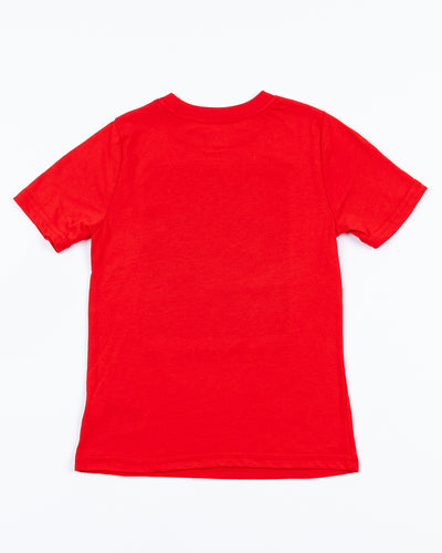 red youth tee with Chicago Blackhawks primary logo design across front - back lay flat