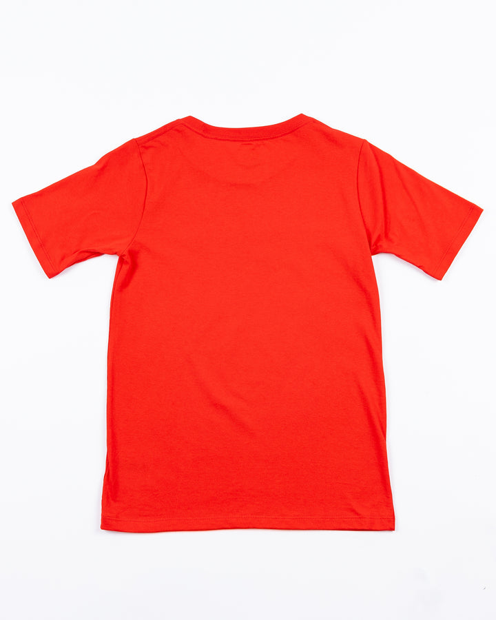 red youth tee with Chicago Blackhawks secondary logo design across front - back lay flat