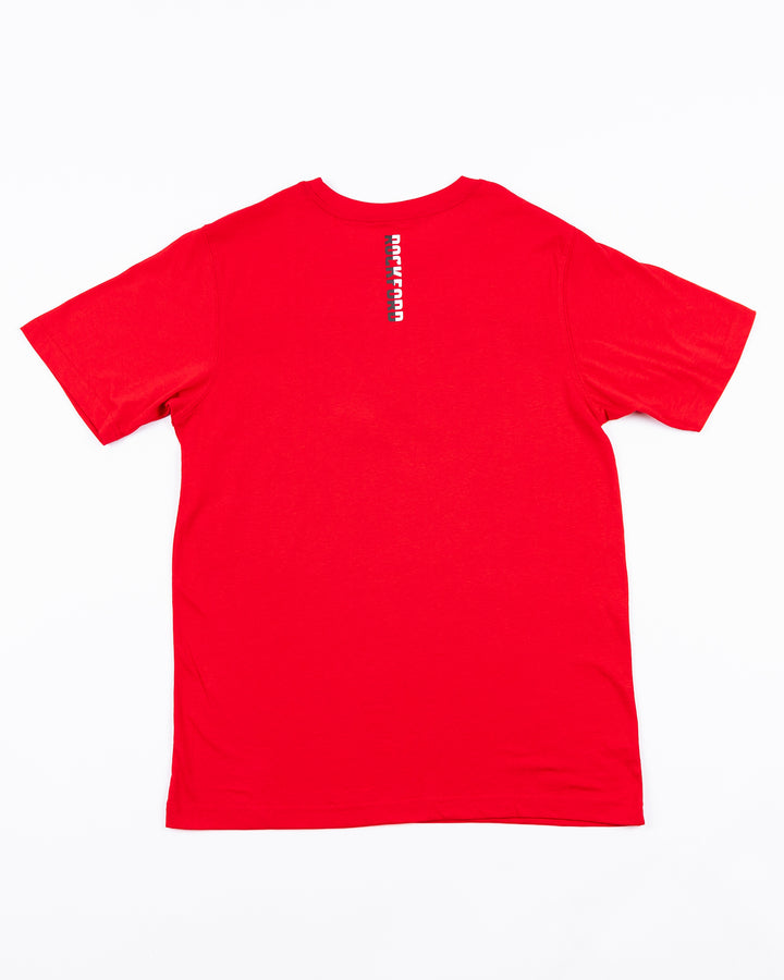 red Colosseum athletic tee with Rockford IceHogs wordmark and Hammy logo across chest - back lay flat