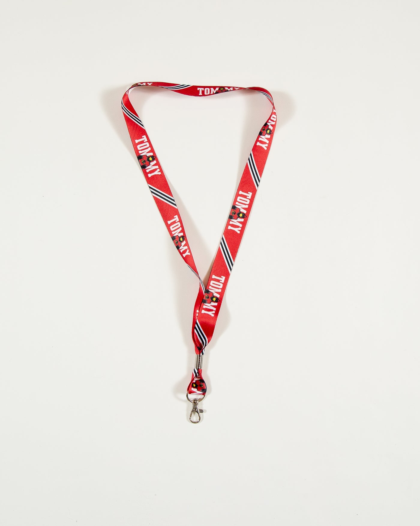 Chicago Blackhawks Tommy Hawk lanyard with jersey inspired design - front lay flat