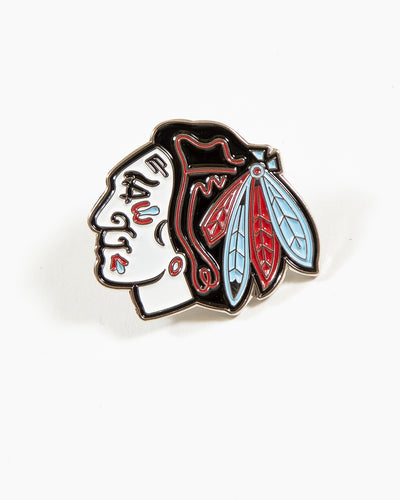 Chicago Blackhawks primary logo in Chicago flag inspired colorway - front angle