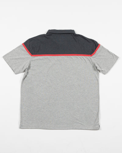 Colosseum two tone grey polo with Rockford IceHogs logo embroidered on upper left chest - back lay flat