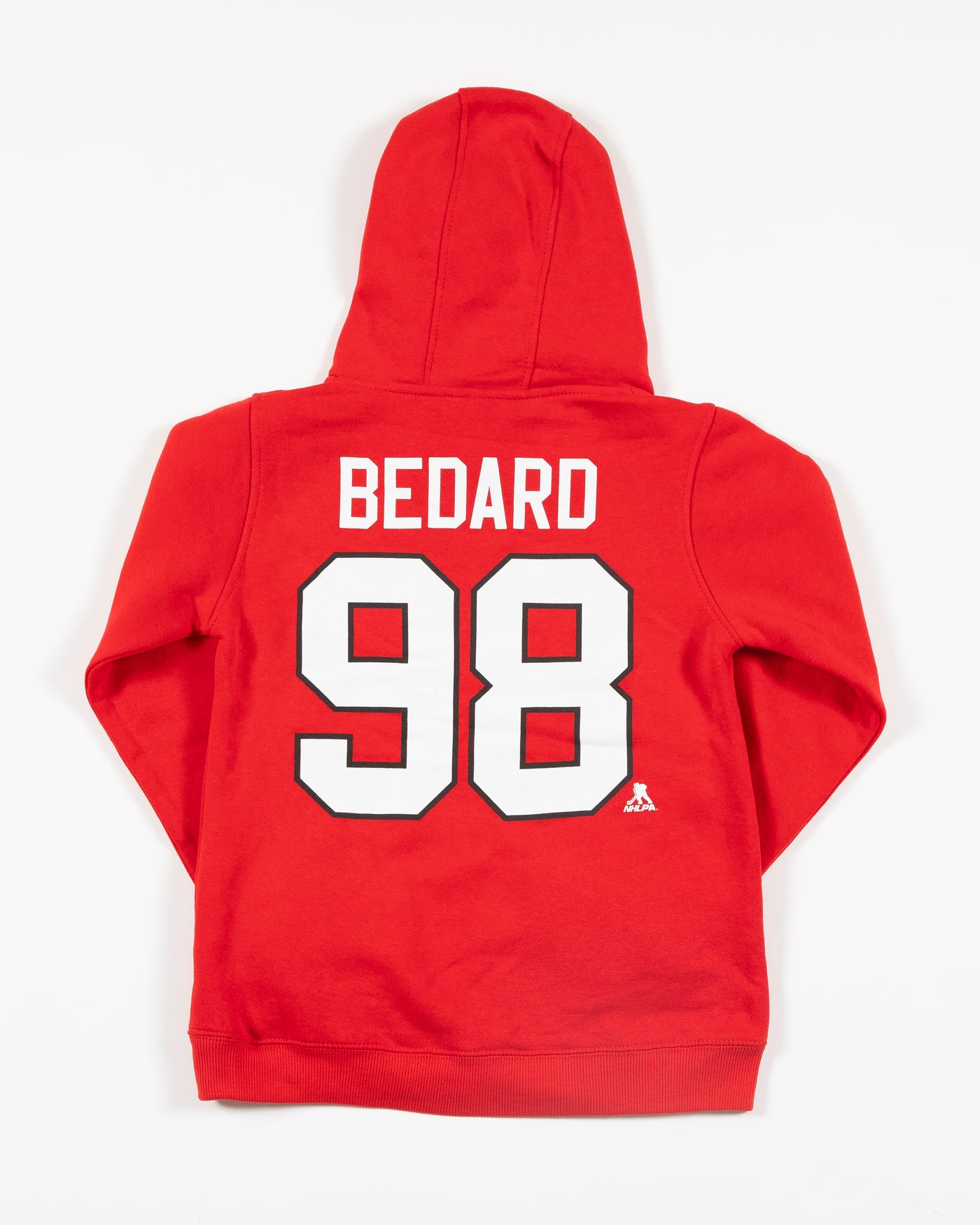 Red Outerstuff Chicago Blackhawks Connor Bedard youth player hoodie - back lay flat