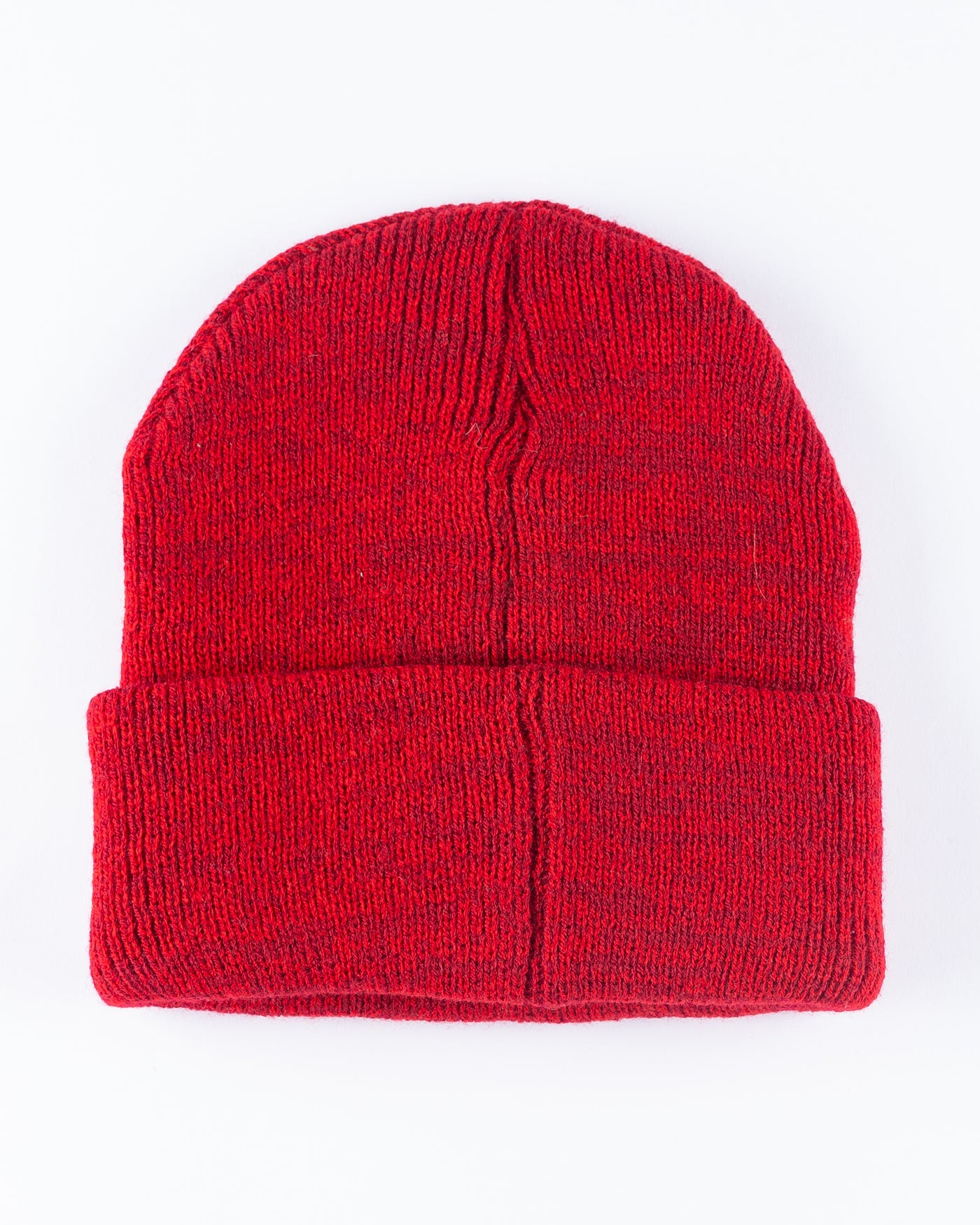 red '47 brand knit beanie with Chicago Blackhawks primary logo embroidered on front - back lay flat