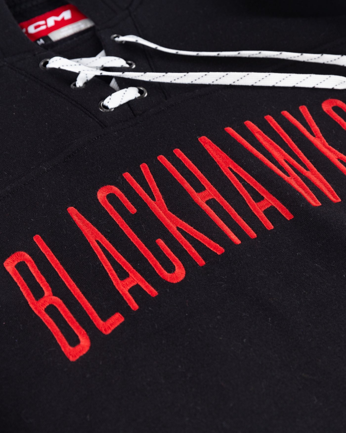 Chicago Blackhawks Logo Hockey CCM CREW NECK SWEATSHIRT WITH LACE