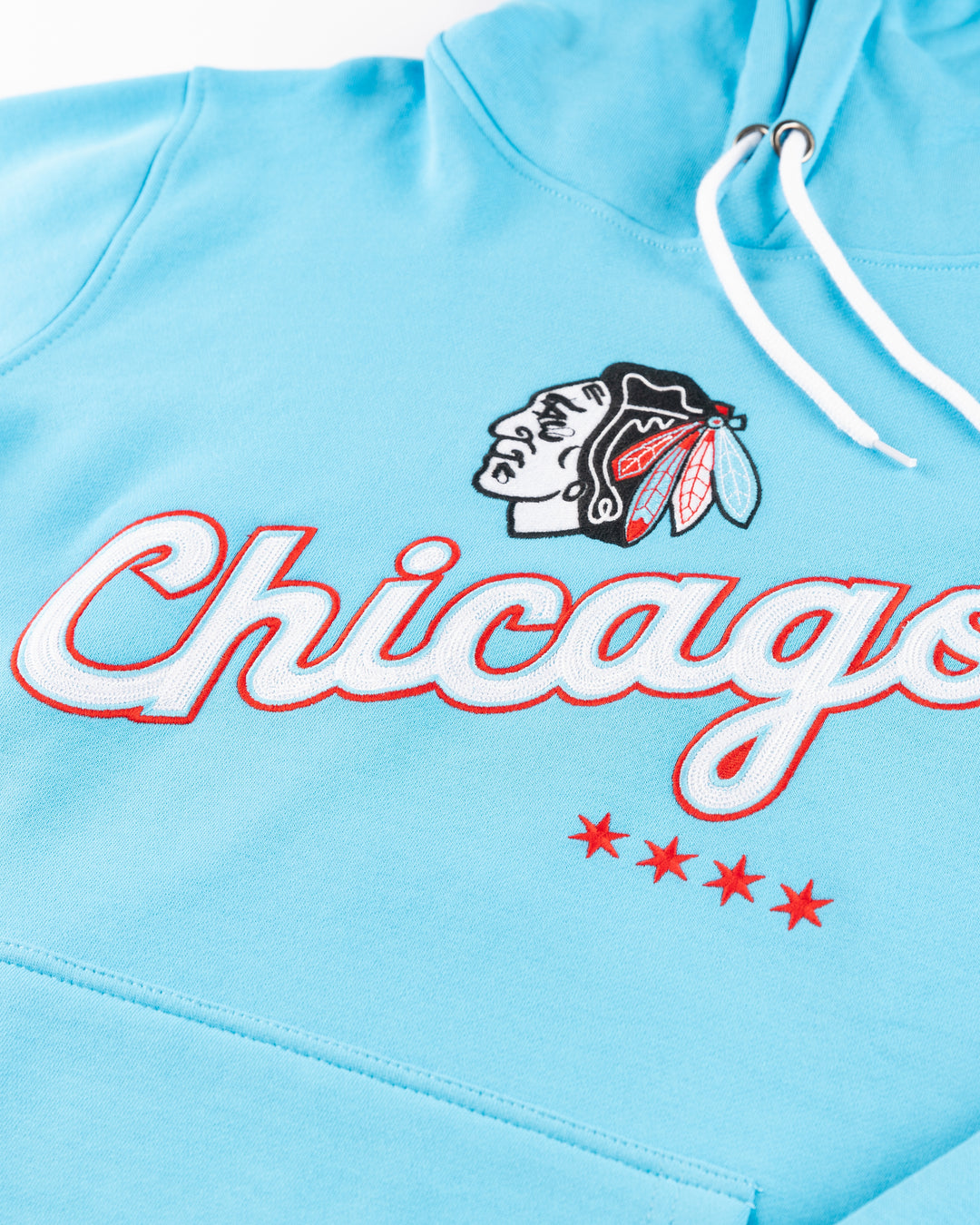 Four Stars Chicago Blackhawks Primary Script Hoodie