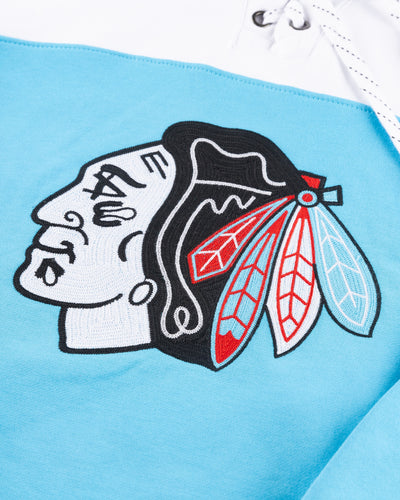 Four Stars Chicago Blackhawks Primary Block Lace Up Jersey Hoodie
