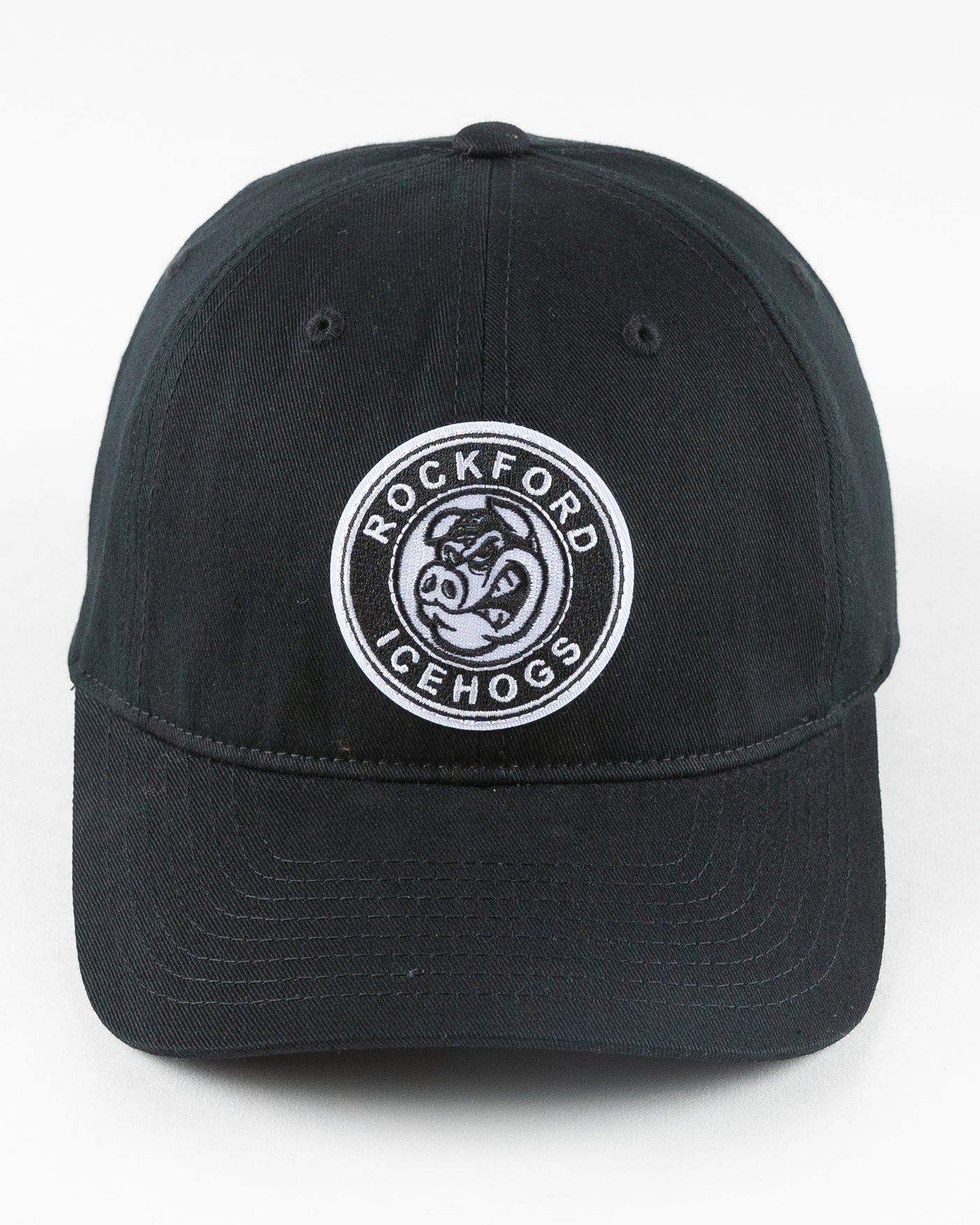 black Rockford IceHogs CCM baseball cap - front lay flat