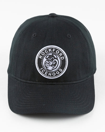 black Rockford IceHogs CCM baseball cap - front lay flat