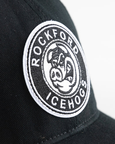 black Rockford IceHogs CCM baseball cap - detail lay flat