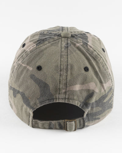 camo Zephyr adjustable cap with Hammy embroidered on front - back lay flat