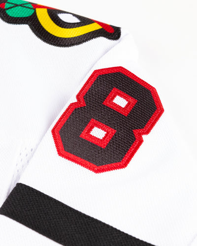 white away Chicago Blackhawks Bedard jersey - shoulder detail lay flat
