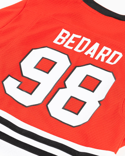 red home toddler Chicago Blackhawks Bedard jersey - back detail lay flat