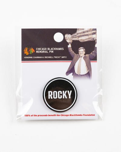black Chicago Blackhawks Rocky pin - packaging lay flat