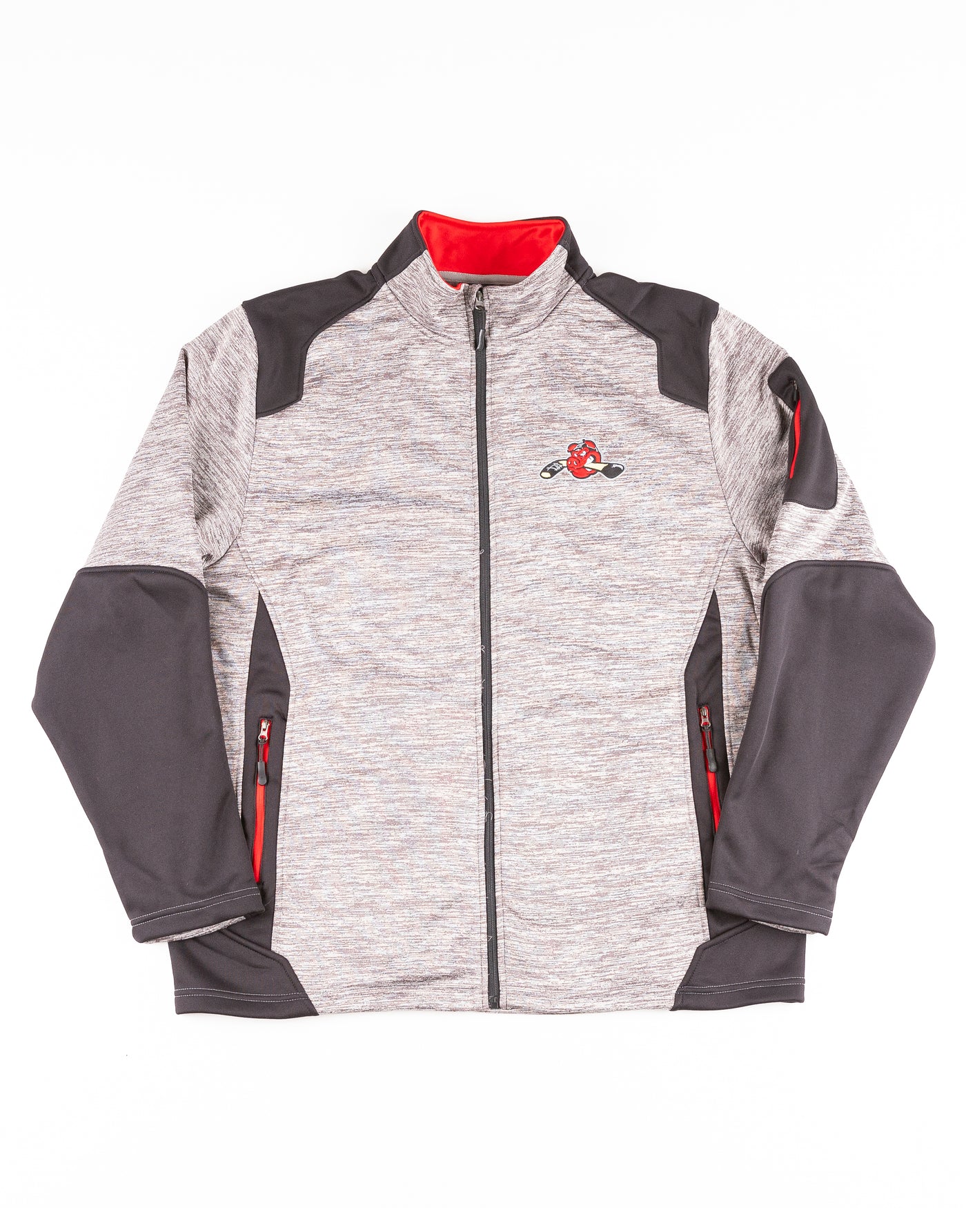 grey, black and red Colosseum full zip with Hammy embroidered on left chest - front lay flat