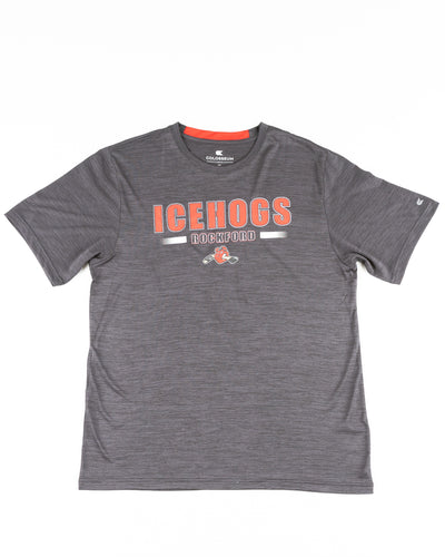 black Colosseum athletic tee with Rockford IceHogs graphic printed across chest - front lay flat