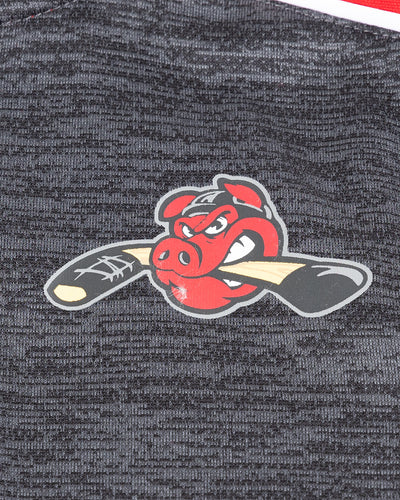 grey youth Rockford IceHogs quarter zip with red accents - detail logo lay flat