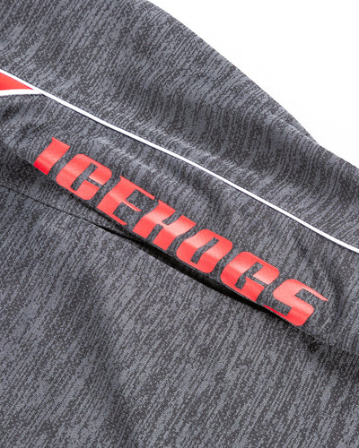 grey youth Rockford IceHogs quarter zip with red accents - detail lay flat