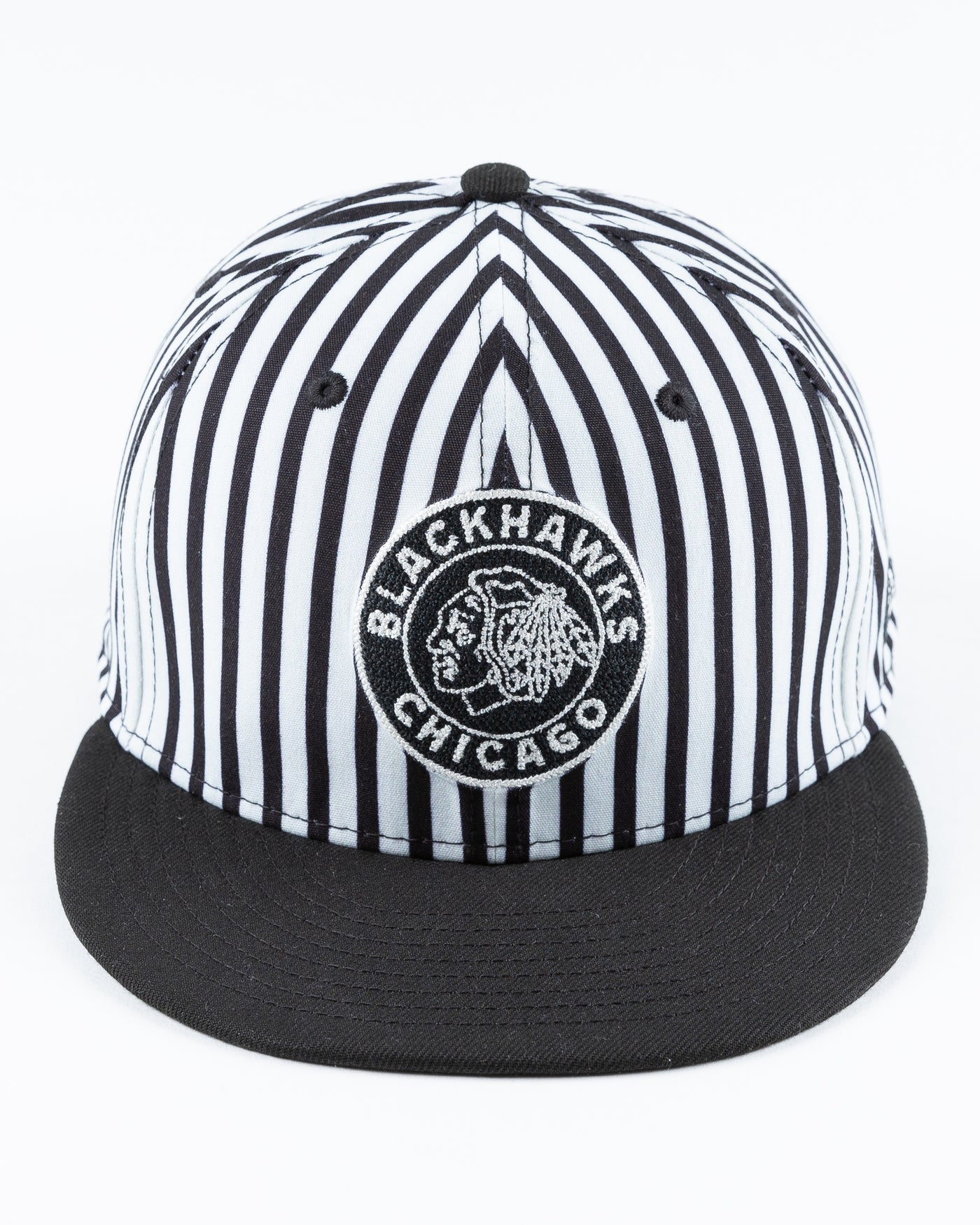 black and white zebra printed New Era snapback cap with tonal Chicago Blackhawks logo on front - front lay flat