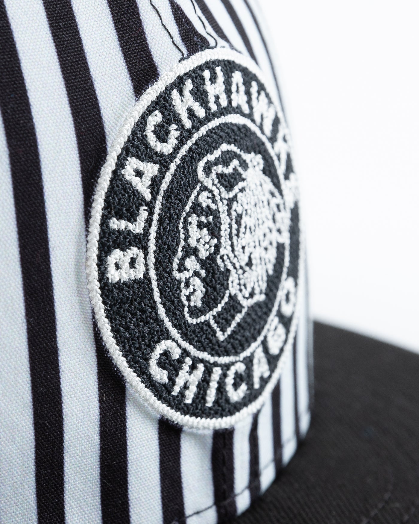 black and white zebra printed New Era snapback cap with tonal Chicago Blackhawks logo on front - detail logo lay flat