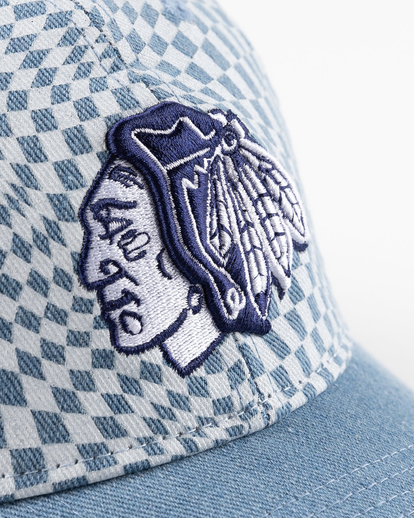 New Era 9TWENTY adjustable cap with Chicago Blackhawks tonal primary logo on checker pattern - detail front lay flat