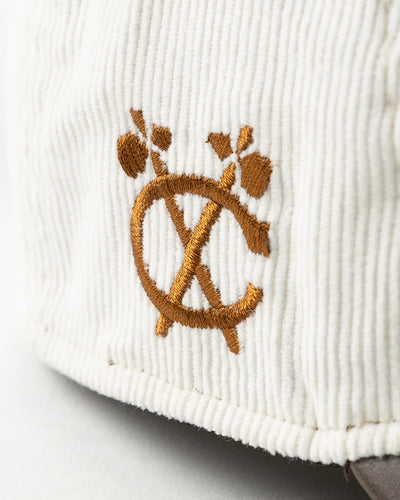 cream and brown New Era adjustable cap with tonal Chicago Blackhawks logo - alt detail lay flat