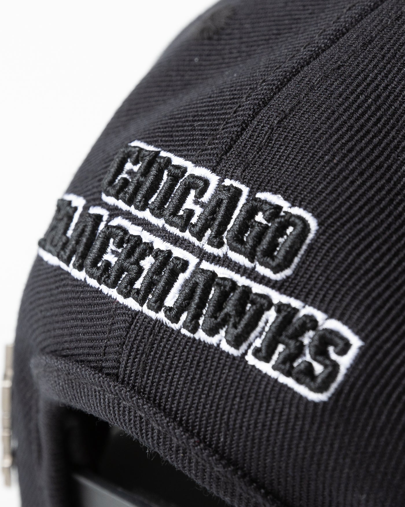 black Pro Standard wool snapback with Chicago Blackhawks embroidered logos on front, side and back - back detail lay flat