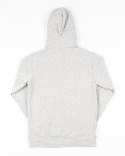 grey hoodie with Chicago wordmark and Chicago Blackhawks four feathers logo embroidered across front - back lay flat