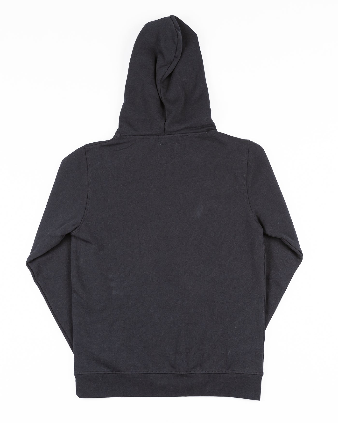 black hoodie with Chicago wordmark and Chicago Blackhawks four feathers logo embroidered across the front - back lay flat
