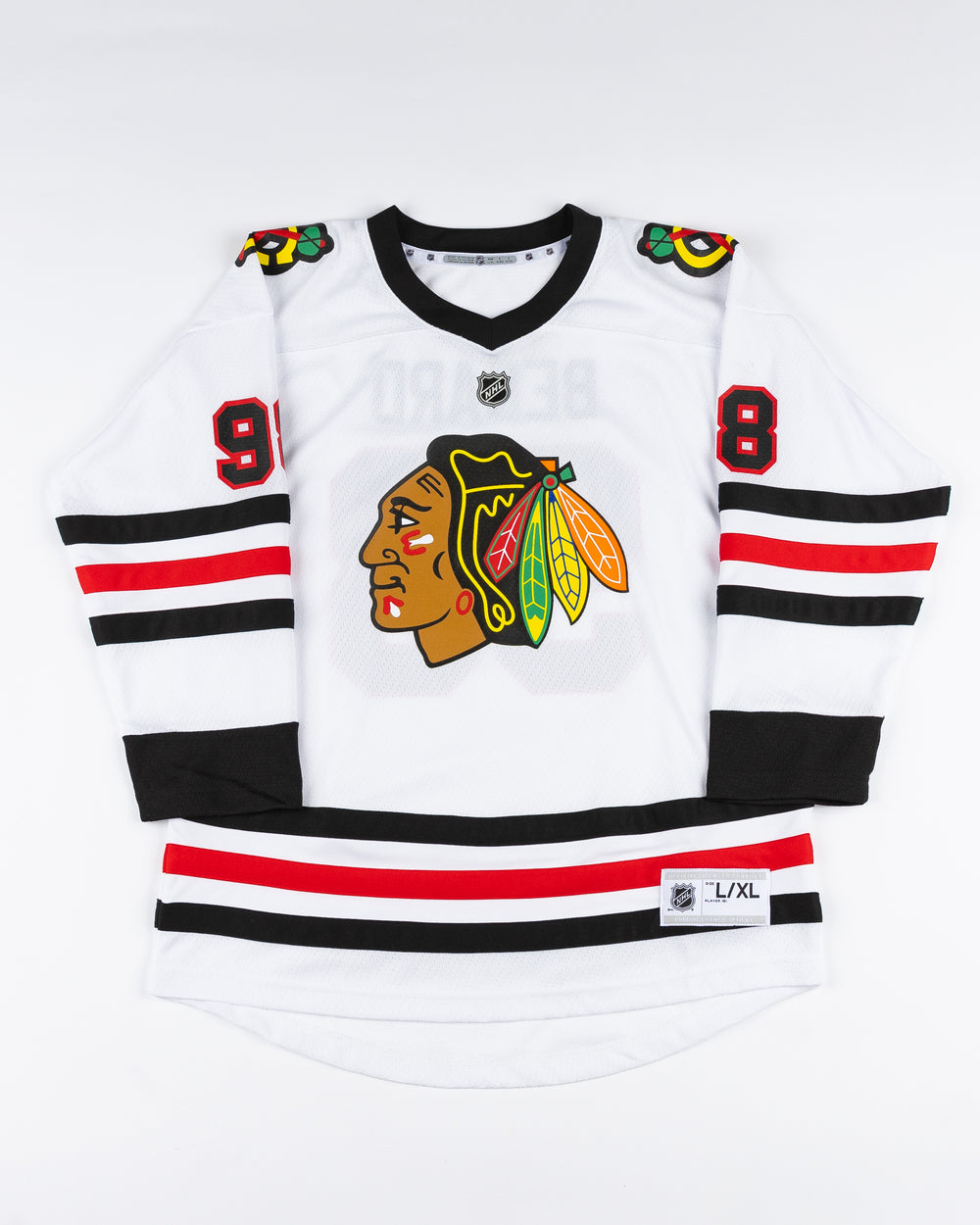 white away Chicago Blackhawks Connor Bedard youth replica jersey - front lay flat