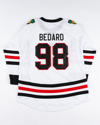 white away Chicago Blackhawks Connor Bedard youth replica jersey - back lay flat