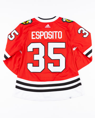 adidas Chicago Blackhawks home jersey with Tony Esposito name and number stitched - back lay flat