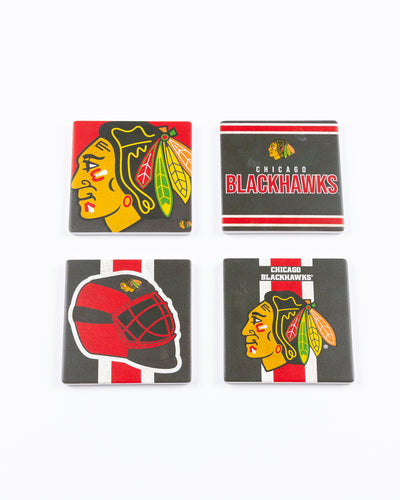 set of 4 coaster with Chicago Blackhawks designs