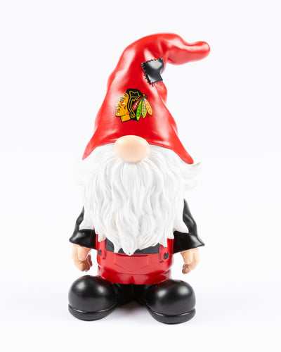 garden gnome with Chicago Blackhawks primary logo - front lay flat