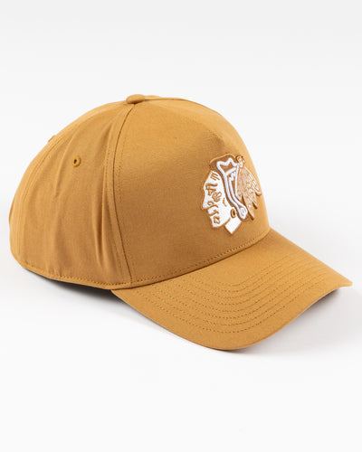camel '47 brand adjustable cap with tonal Chicago Blackhawks primary logo embroidered on front - right angle lay flat