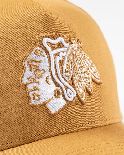 camel '47 brand adjustable cap with tonal Chicago Blackhawks primary logo embroidered on front - detail lay flat