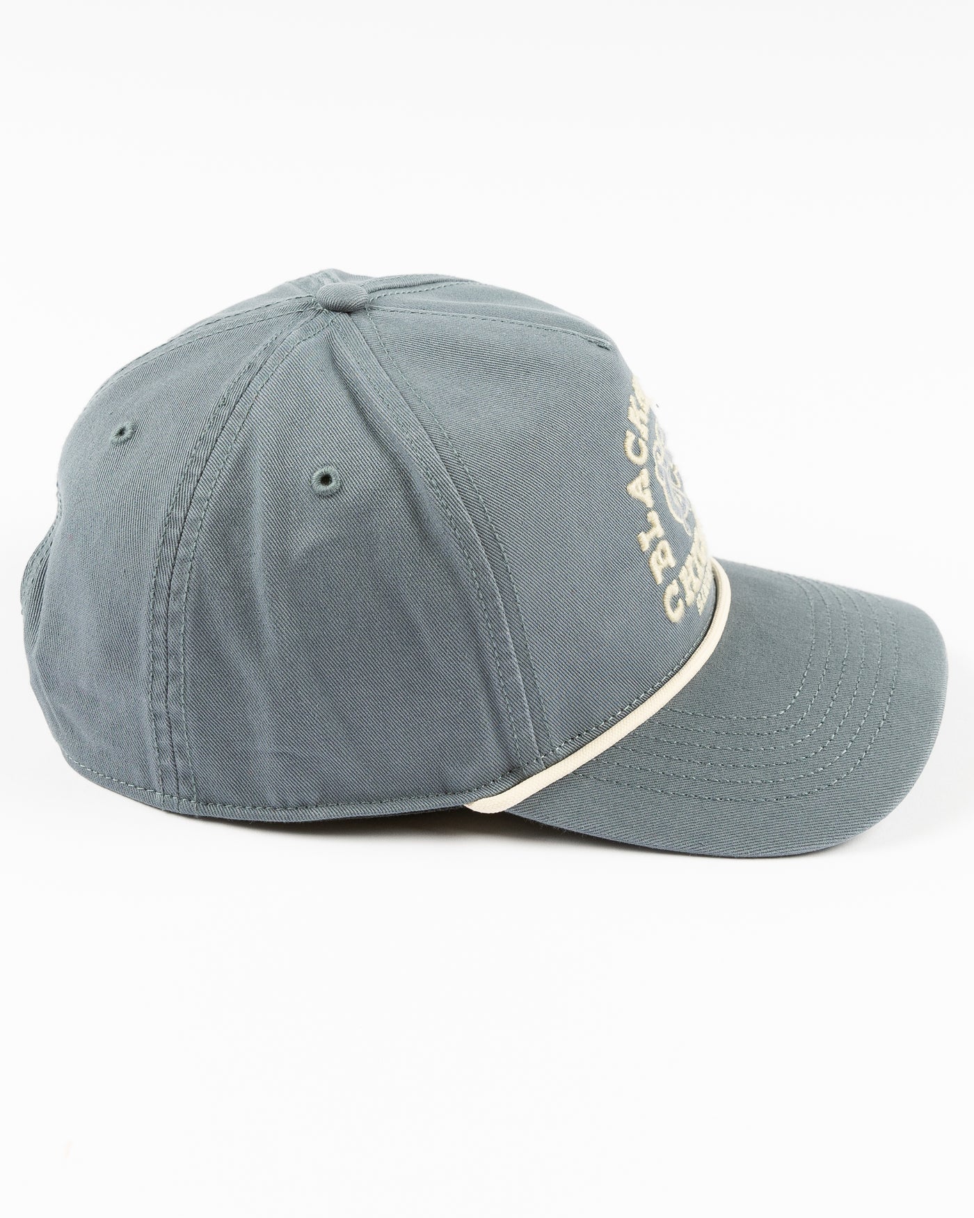light blue '47 brand rope hat with embroidered Chicago Blackhawks wordmark and secondary logo on front - right side lay flat
