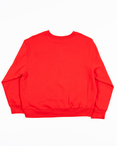 red chicka-d crewneck with Chicago Blackhawks wordmark and primary logo across front - back lay flat