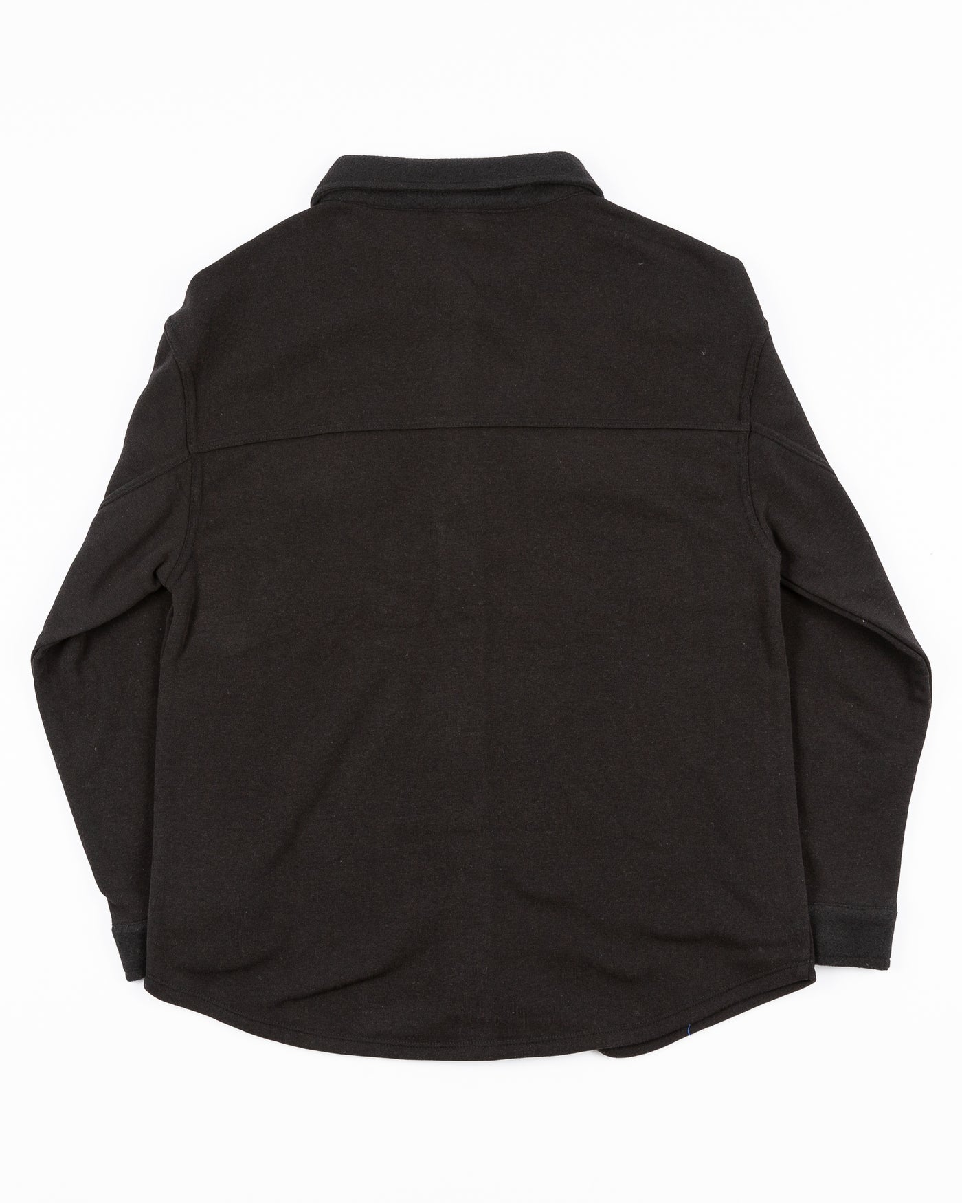 black women's Zoozatz shacket with Chicago Blackhawks primary logo on left chest pocket - back lay flat