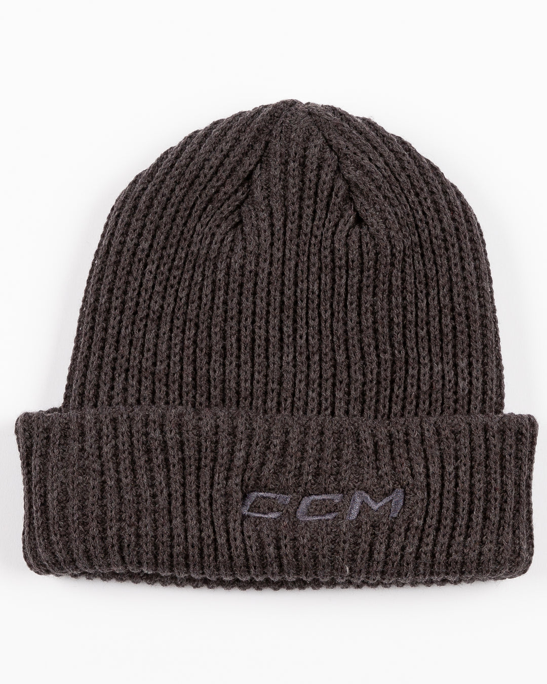 grey CCM watchman beanie with tonal Chicago Blackhawks primary logo on front cuff - back lay flat