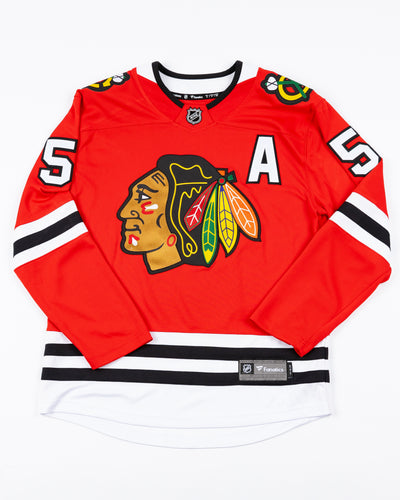 red Fanatics Chicago Blackhawks hockey jersey with stitched Connor Murphy name and number - front lay flat